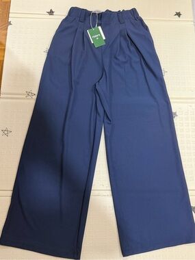 HALARA Navy Wide Leg Pleated Pants